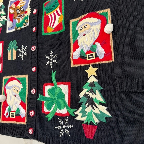 Vintage Y2K 90’s Yarnworks NWT Rudolf Ugly Christmas Cardigan Sweater Women’s 2X - Picture 3 of 12